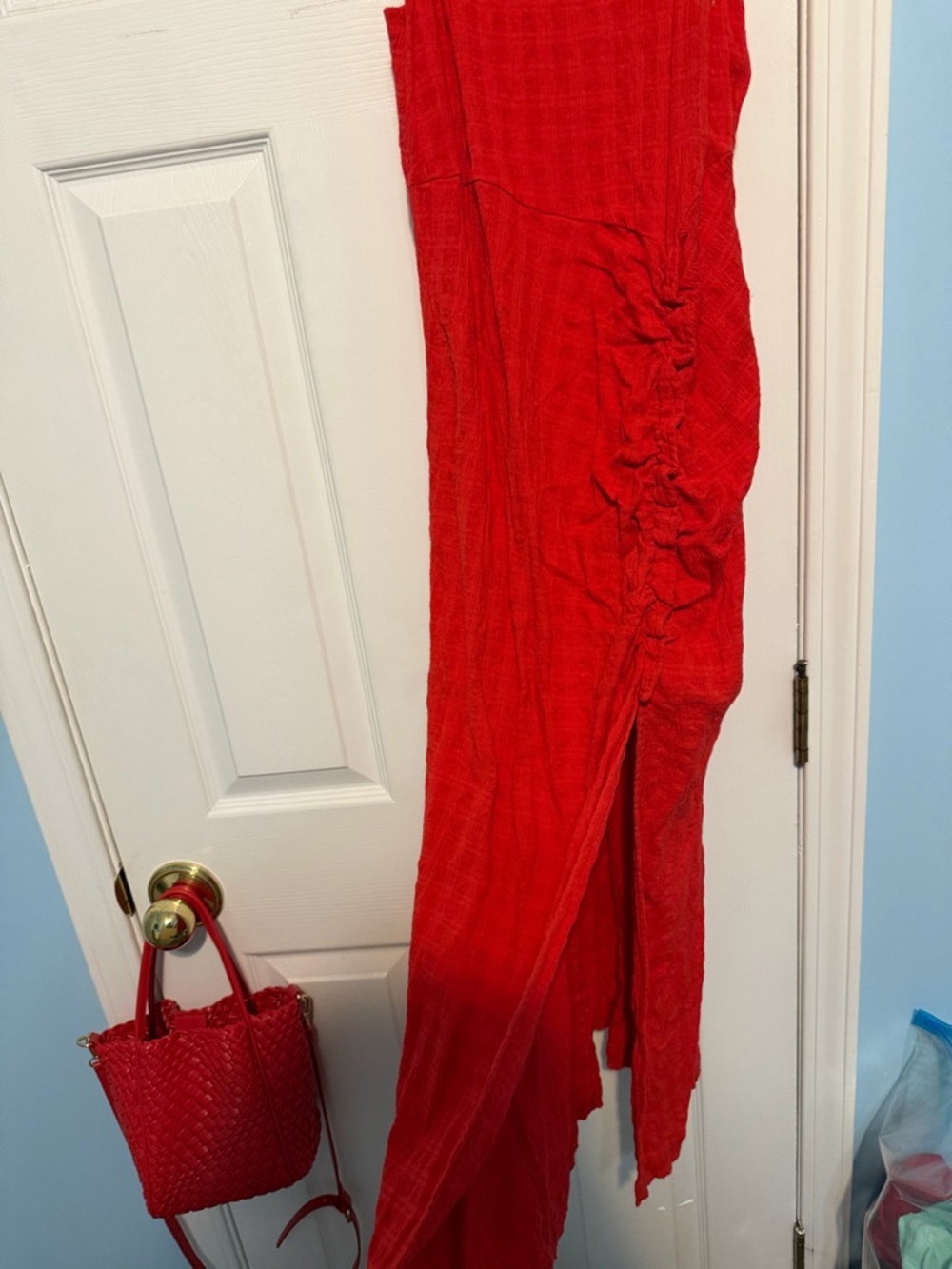 Free People Red Ruched Bodycon Dress - Picture 4 of 5